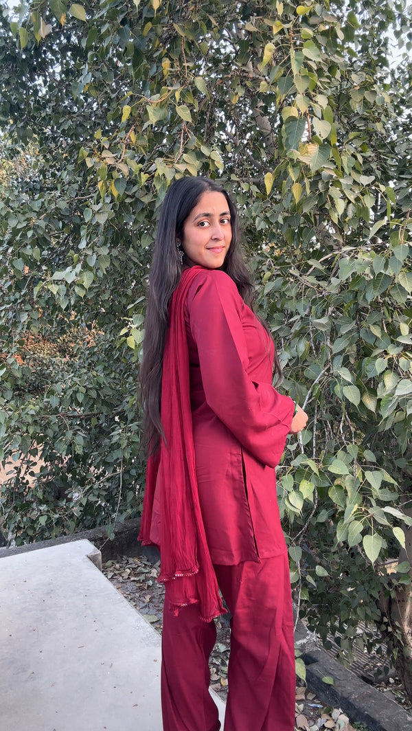 Classic Maroon Kurta Farsi Salwar Set