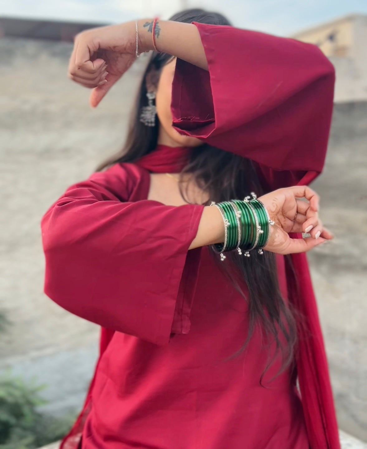 Classic Maroon Kurta Farsi Salwar Set