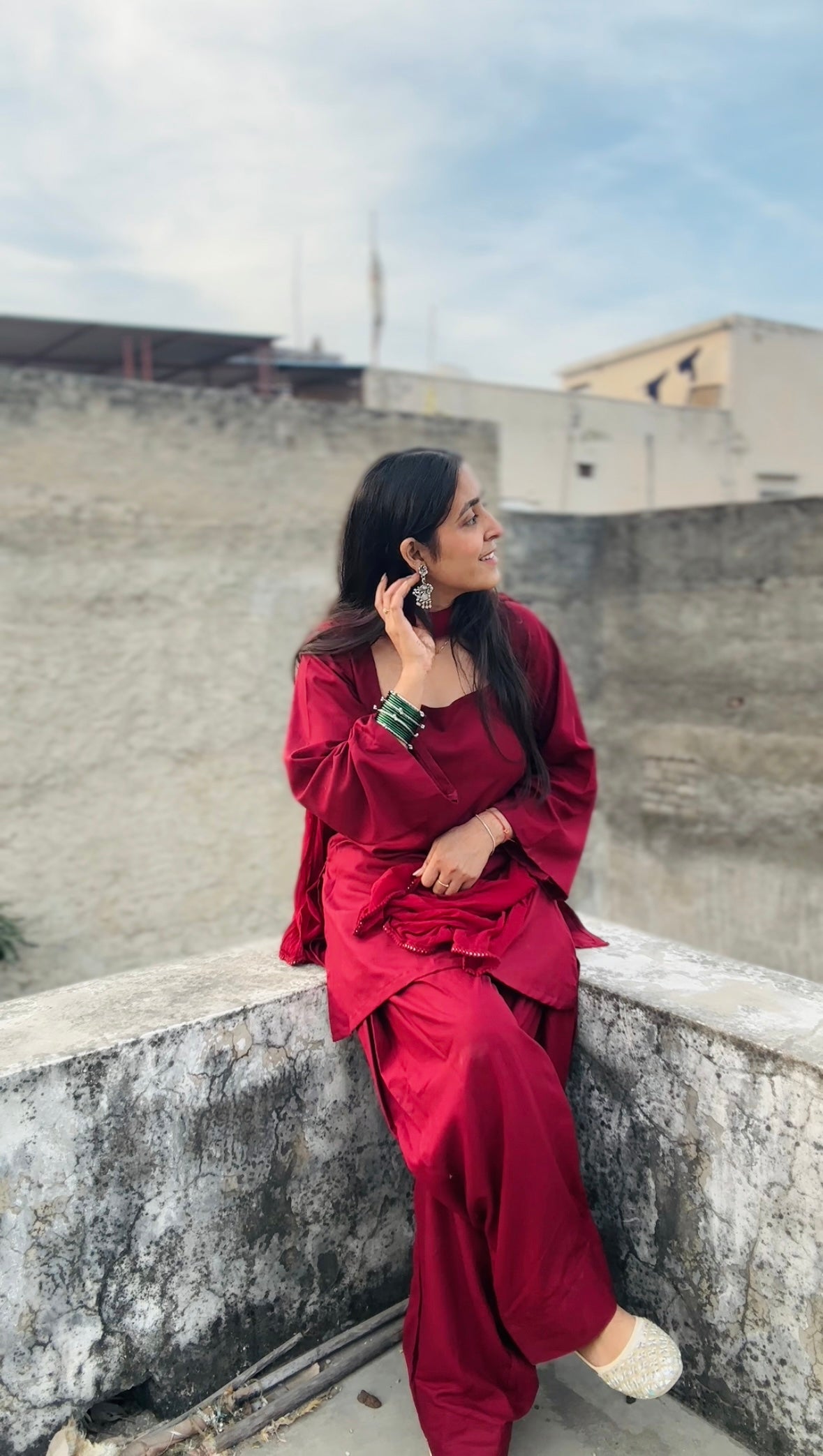 Classic Maroon Kurta Farsi Salwar Set