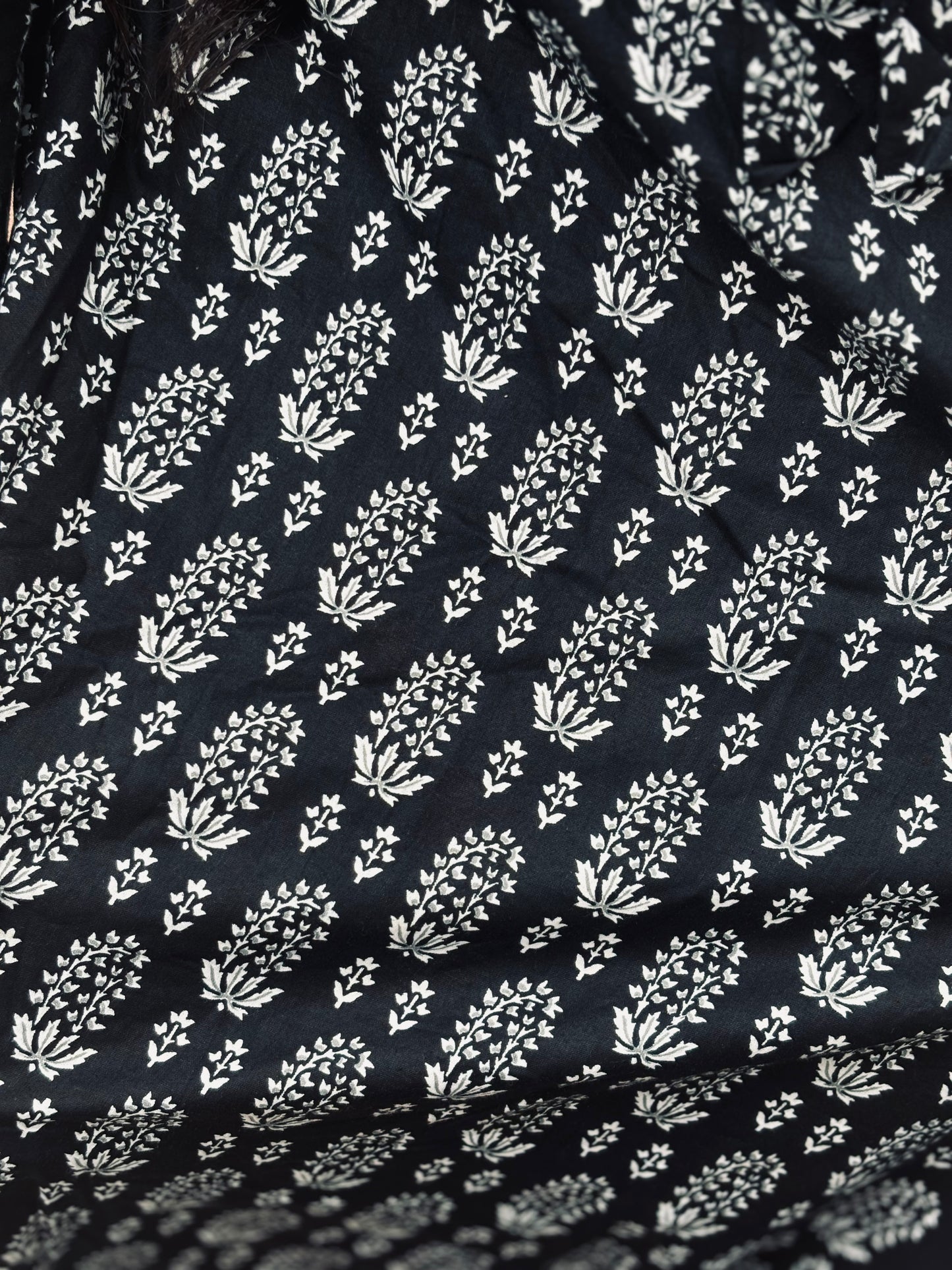 Black Handblock Cotton Kurta Set with Dupatta