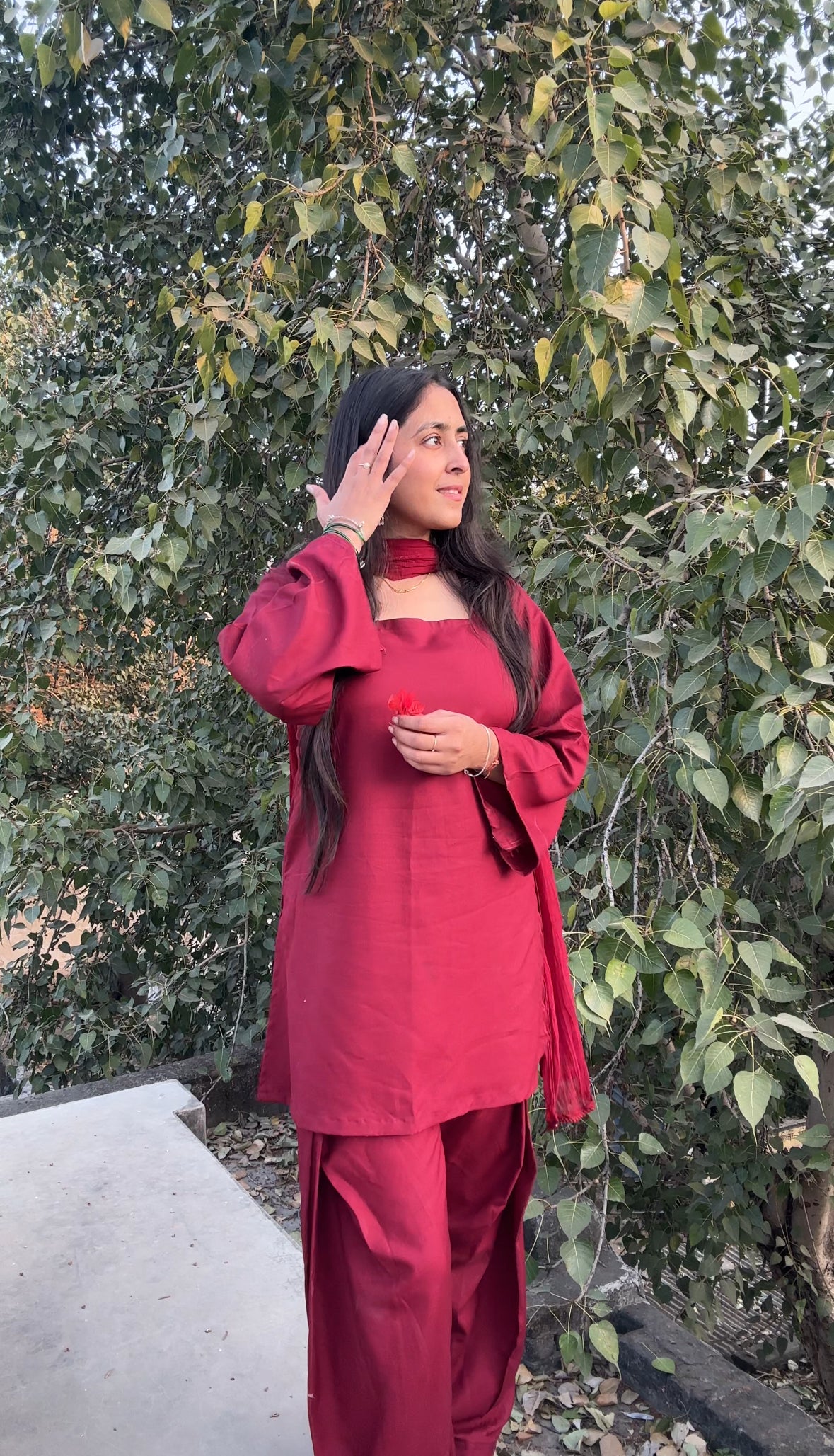 Classic Maroon Kurta Farsi Salwar Set